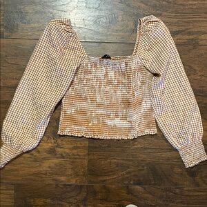 Lucy Paris Checkered Puff Sleeve Blouse